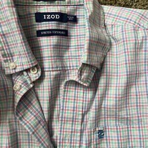 Izod boys Casual Plaid Shirt - Pink and Green